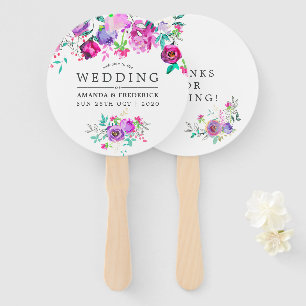 Paars en Mint Floral Wedding Favor Handwaaier