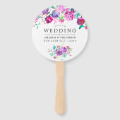Paars en Mint Floral Wedding Favor Handwaaier (Voorkant)