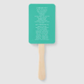 Paars en Mint Floral Wedding Programme Handwaaier (Achterkant)