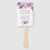 Paars en Mint Floral Wedding Programme Handwaaier (Voorkant)