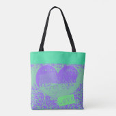 Paars en Mint Retro Heart Design Tote Bag (Achterkant)