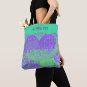 Paars en Mint Retro Heart Design Tote Bag (Dichtbij)