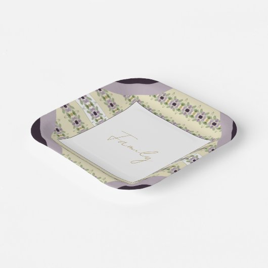 Paars- en moerasmeel papieren bordje (Gebogen)