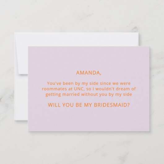 Paars en Oranje... ben je mijn beste voorstel? Kaart (Achterkant)