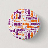 Paars en Oranje "Dank je" Typograhy Ronde Button 3,2 Cm (Voorkant)
