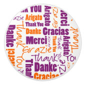 Paars en Oranje Dank u Word Cloud Keramische Knop (Voorkant)