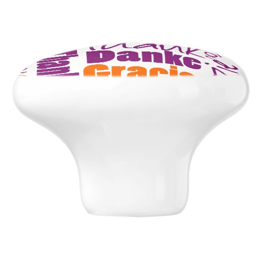 Paars en Oranje Dank u Word Cloud Keramische Knop (Zijkant)