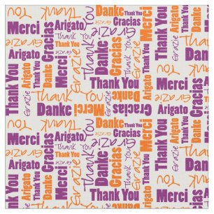 Paars en Oranje Dank u Word Cloud Stof