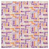 Paars en Oranje Dank u Word Cloud Stof (Swatch)