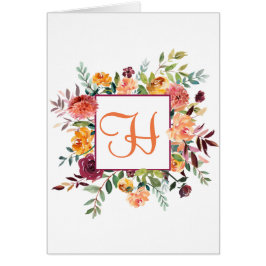 Paars en Oranje Floral Monogram Ontwerp Gepersonal