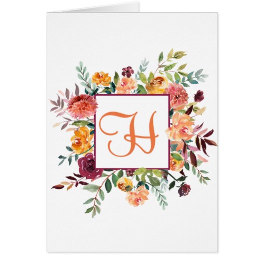 Paars en Oranje Floral Monogram Ontwerp Gepersonal (Voorkant)