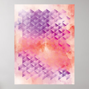 Paars en Oranje geometrisch Poster