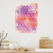 Paars en Oranje geometrisch Poster (Keuken)