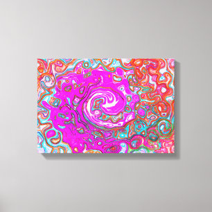 Paars en Oranje Groovy Abstract Retro Werveling Canvas Afdruk