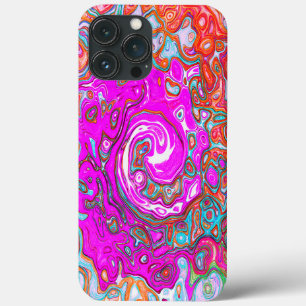 Paars en Oranje Groovy Abstract Retro Werveling Case-Mate iPhone Case