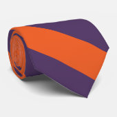 Paars en Oranje II Universitaire Stripe Stropdas (Opgerold)