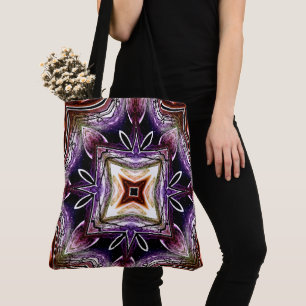 Paars en Oranje Kosmisch Kaleidoscoopontwerp Tote Bag