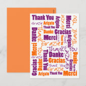 Paars en Oranje Multilinguale Dank Je Briefkaart (Voorkant / Achterkant)