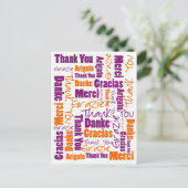 Paars en Oranje Multitalige Bedankt Briefkaart (Staand voorkant)