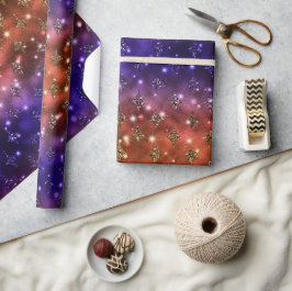 Paars en Oranje Ombre Glitter Hemels Patroon Cadeaupapier