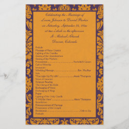 Paars en Oranje programma Damask Wedding II