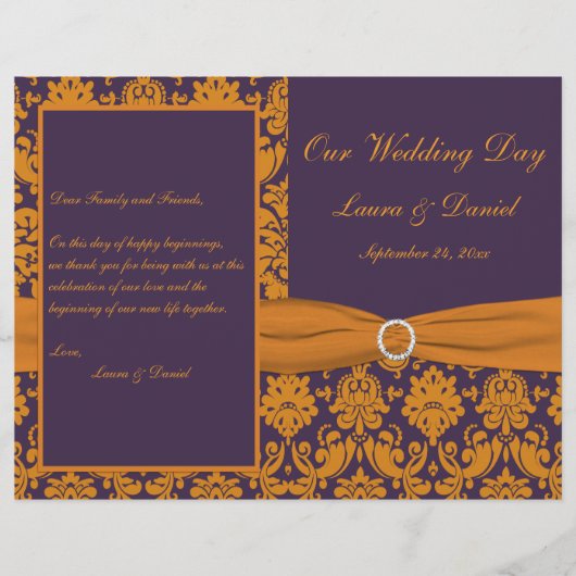 Paars en Oranje programma voor de bruiloft van Dam (Voorkant)