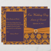 Paars en Oranje programma voor de bruiloft van Dam (Voorkant / Achterkant)