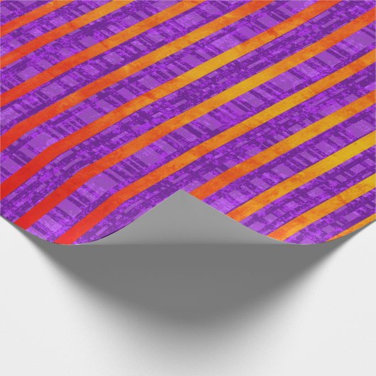 Paars en Oranje, stripes, speldenstaarten, pooldot Cadeaupapier (Hoek)