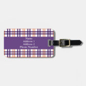 Paars en Oranje Tartan Bagagelabel (Voorkant horizontaal)