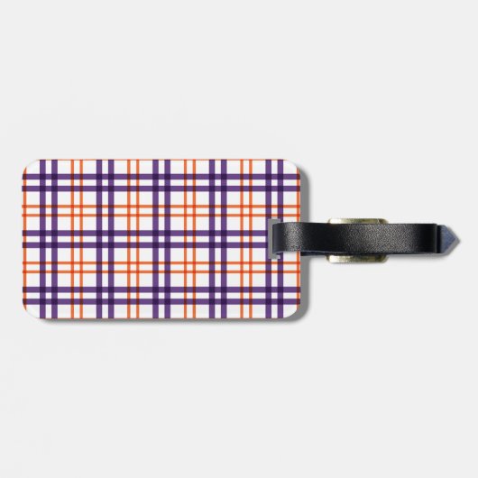 Paars en Oranje Tartan Bagagelabel (Achterkant horizontaal)