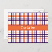 Paars en Oranje Tartan Briefkaart (Voorkant / Achterkant)