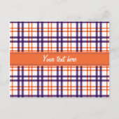 Paars en Oranje Tartan Briefkaart (Voorkant)