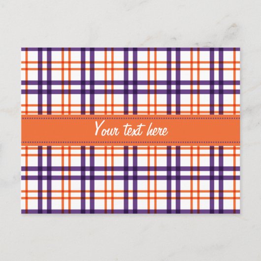 Paars en Oranje Tartan Briefkaart (Voorkant)