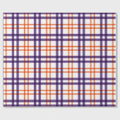 Paars en Oranje Tartan Cadeaupapier (Vlak)