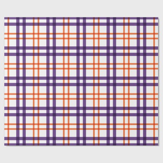 Paars en Oranje Tartan Cadeaupapier (Vlak)
