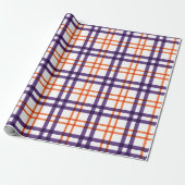 Paars en Oranje Tartan Cadeaupapier (Uitgerold)