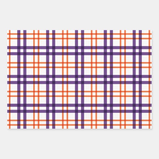 Paars en Oranje Tartan Inpakpapier Vel (Voorkant 3)