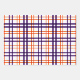 Paars en Oranje Tartan Inpakpapier Vel