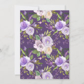 paars en perziken waterverf florale bruiloft kaart (Achterkant)