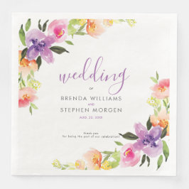 Paars- en perzikwaterverven lijst servet