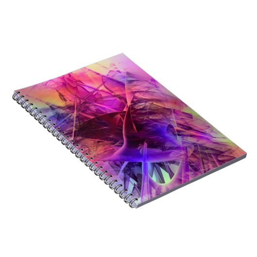 Paars en Pinks Modern Abstract Fractal Design Notitieboek (Rechterzijde)