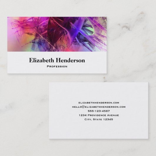 Paars en Pinks Modern Abstract Fractal Design Visitekaartje (Voorkant / Achterkant)