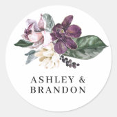 Paars en plum Boho botanisch met namen Ronde Sticker (Voorkant)
