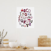 Paars en Purper Alphabet | Fruit en Groenten Poster (Keuken)