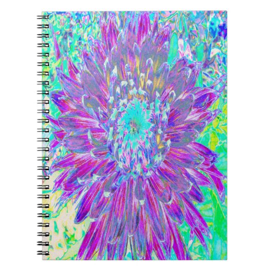 Paars en Robin's Egg Blue Decorative Dahlia Notitieboek (Voorkant)