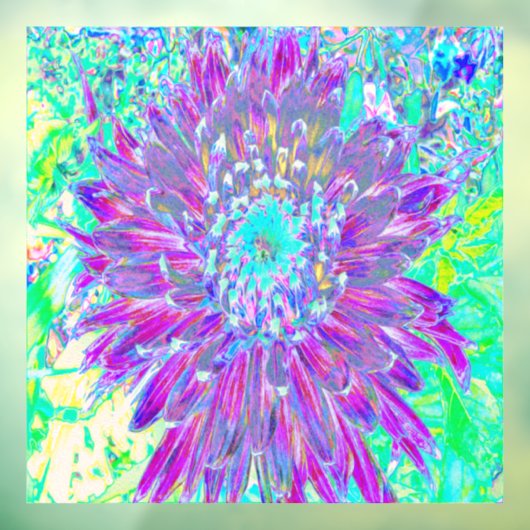 Paars en Robin's Egg Blue Decorative Dahlia Raamsticker (Vel 3)