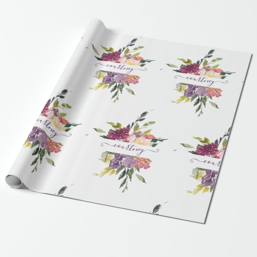 Paars en rood, gepersonaliseerd omslagpapier cadeaupapier (Uitgerold)