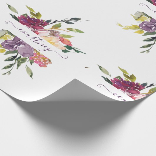 Paars en rood, gepersonaliseerd omslagpapier cadeaupapier (Hoek)