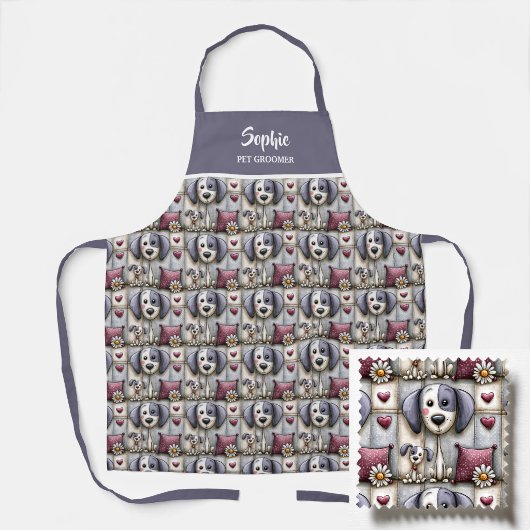 Paars en Rood Patchwork Hond Patroon Huisdierverzo Schort