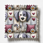 Paars en Rood Patchwork Hond Patroon Huisdierverzo Schort
